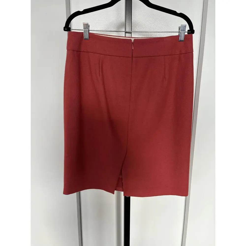 J Crew 100% Wool Lined Pencil Skirt Coral 8